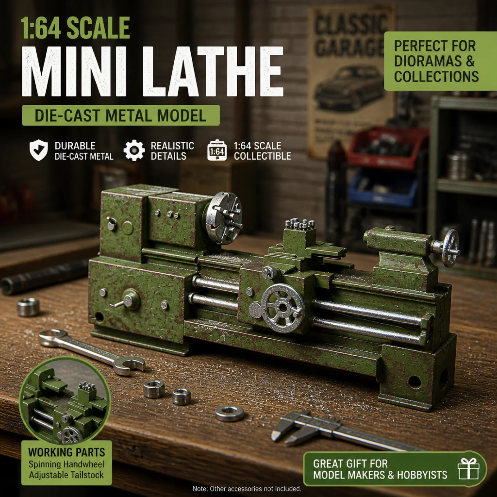 Miniature Lathe Model Detailed Scale Lathe Metal Aged Lathe