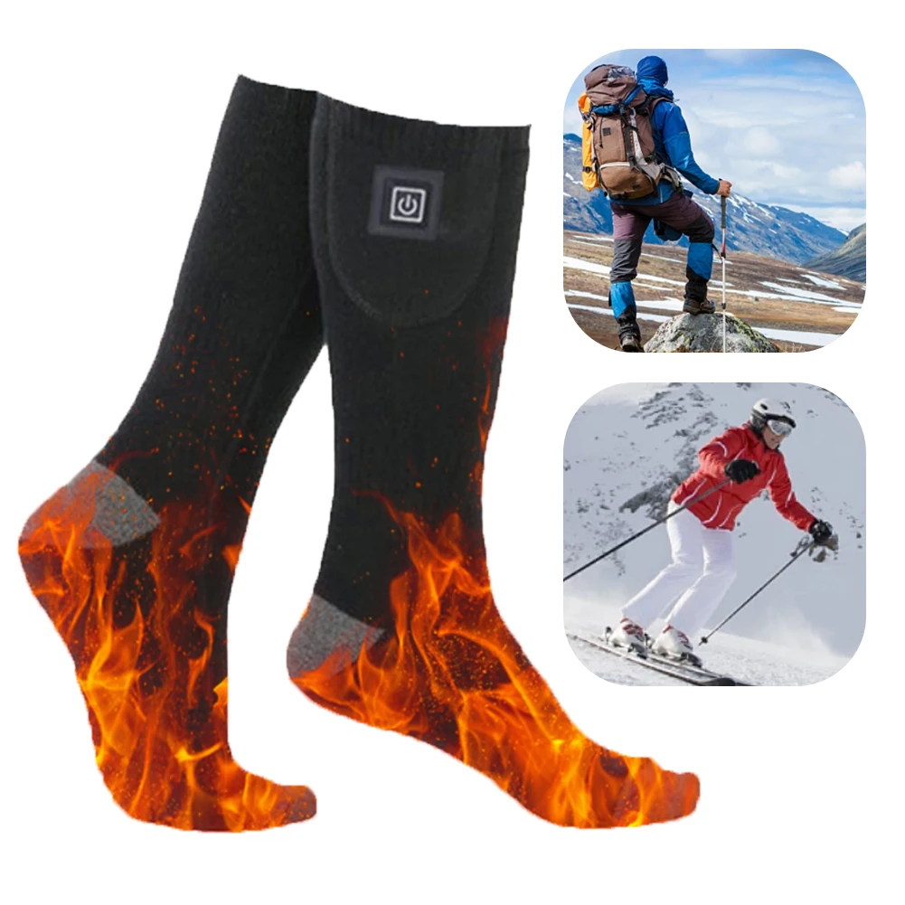 Calcetines calefactores eléctricos, calcetines térmicos cálidos de invierno a prueba de frío con 3 niveles de temperatura para ciclismo, Camping y patinaje
