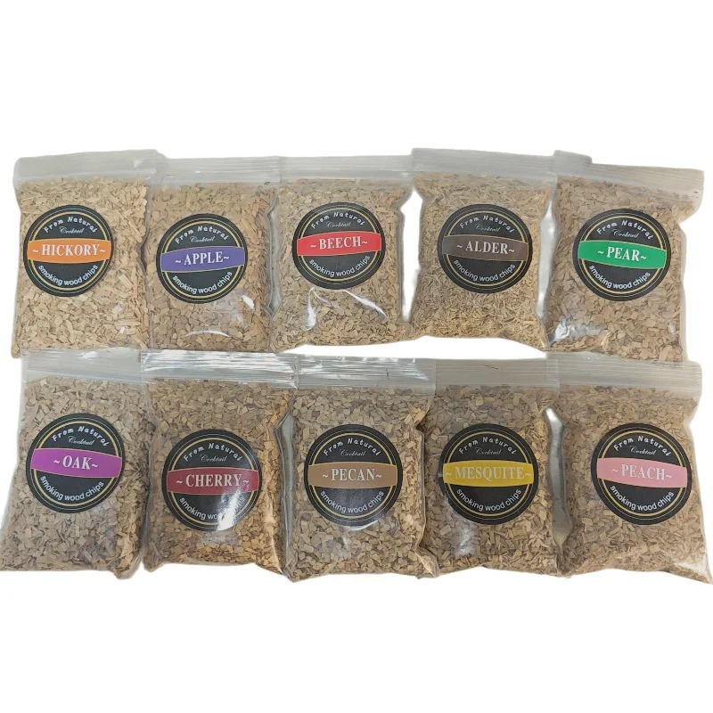 1pcs 50g Apple Cherry Oak Pecan Wood Chips Outdoor Smoker Barbecue Fumigation Box Wood Chips Bacon Wood Piece BBQ Accessories