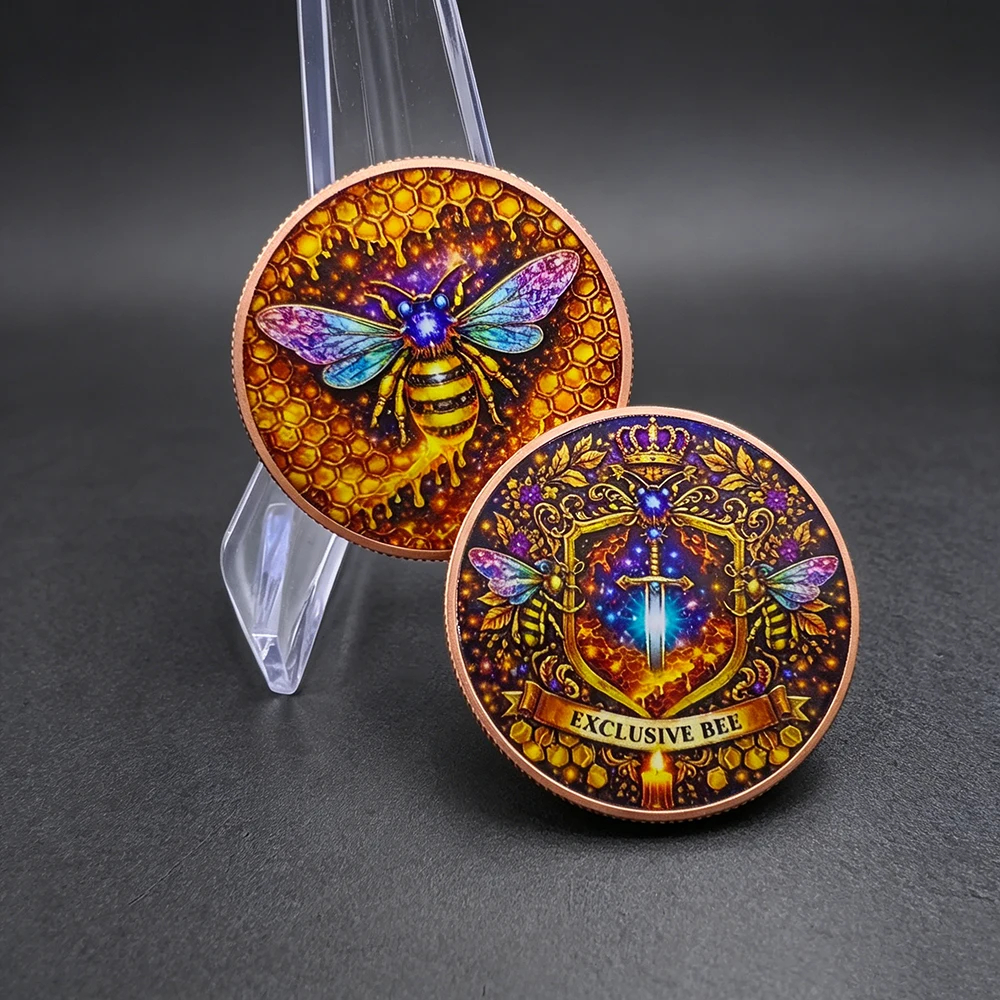 1 oz Honey Bee .999 Pure Copper Commemorative Coin Color Printed Bee Copper Crafts Collectible Souvenir Gift