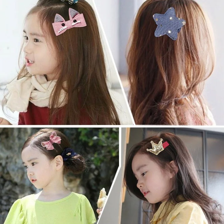 18Pcs/Set Cute Cartoon Hair Clips Girls Bowknot Animal Colorful Hairpins Childrens Princess Elastic Hair Bands Gift Set Box