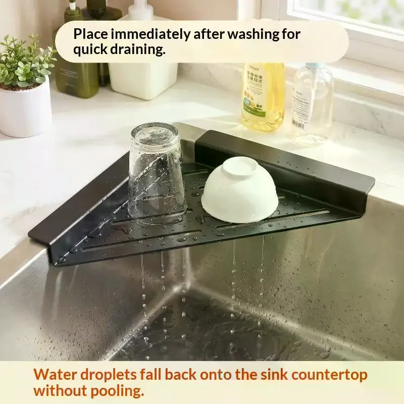 Kitchen Sink Corner Storage Rack With Quick Drainage: Space Saving Design Sponges Scrubbers Use