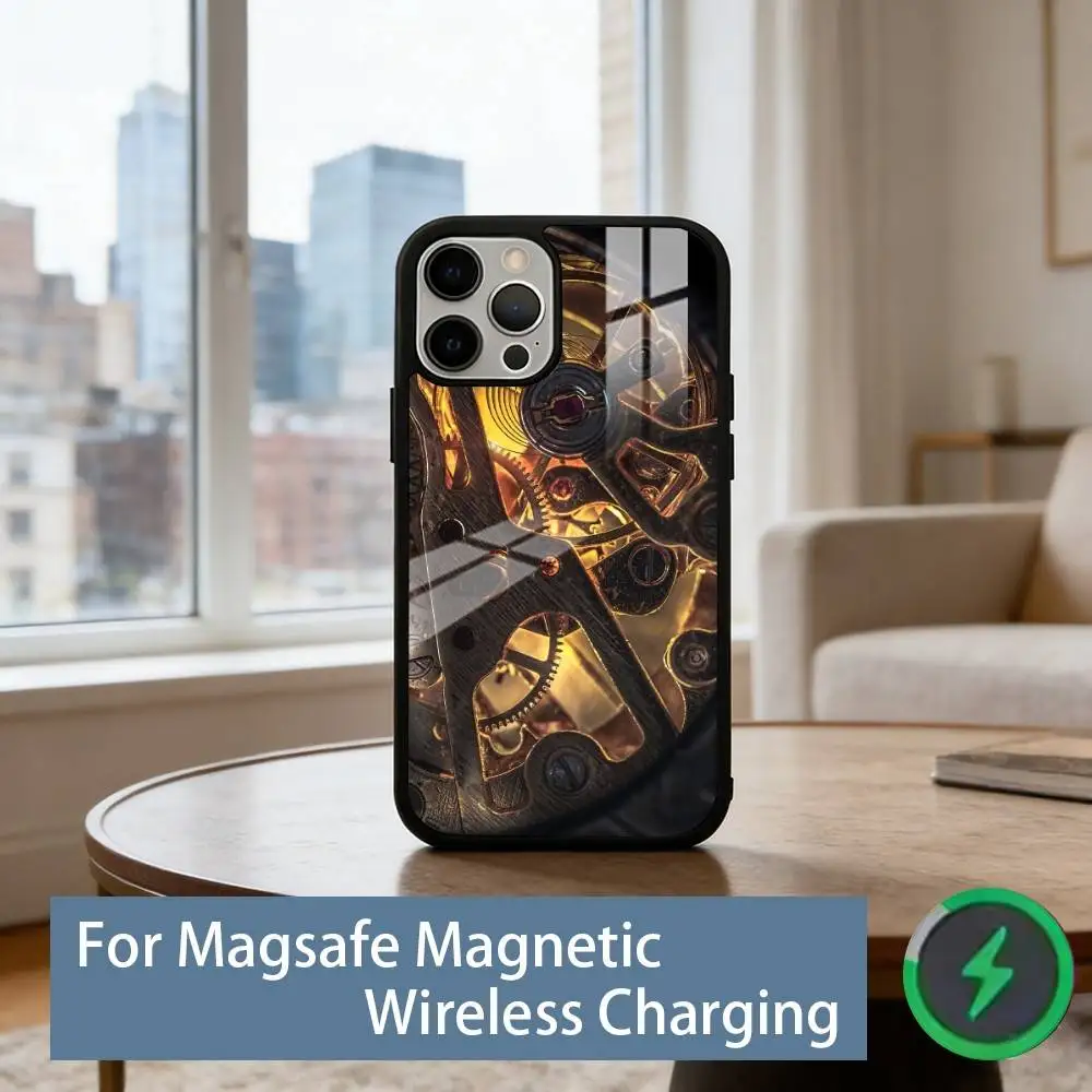 S-Steampunk Aesthetic Phone Case For iPhone17,16,15,14,13,12,11 Plus,Pro Magnetic with Magsafe Wireless Charging