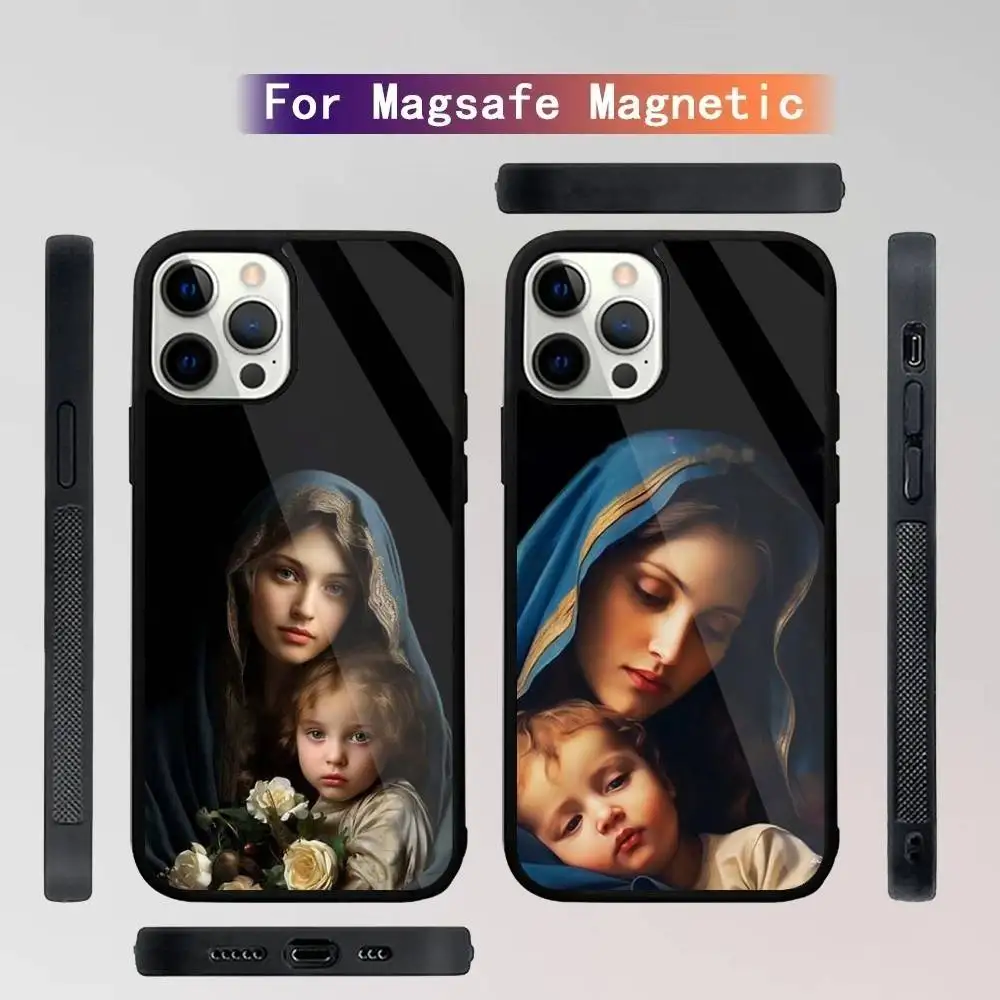 

Virgin Maria Mary Phone Case For iPhone 16,15,14,13,12,11,Plus,Pro,Max Mini Magsafe Magnetic Wireless Charging
