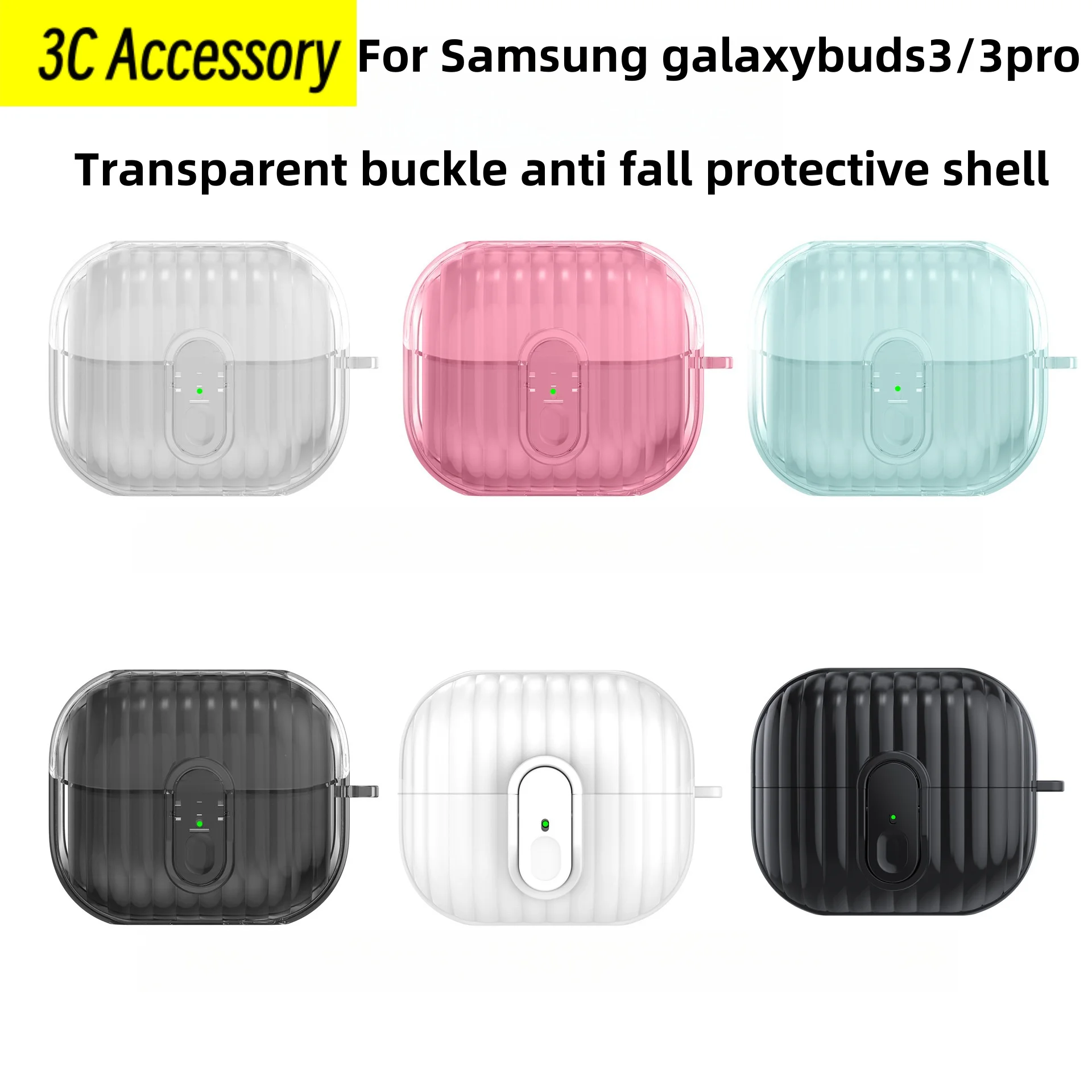 2024 New For Samsung galaxybuds3/3pro Case Transparent buckle anti fall protective Capa For Samsung galaxybuds3/3pro Cover Funda