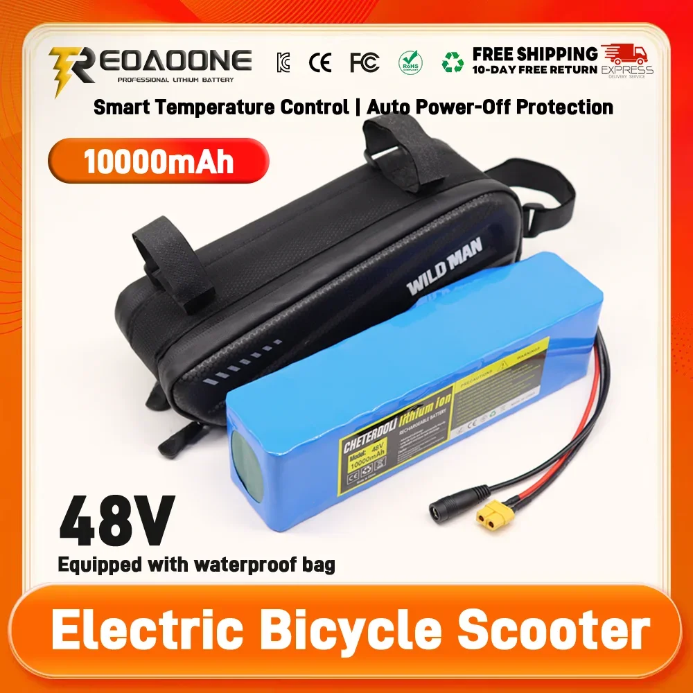 

36V 48V 14Ah Rechargeable Lithium Battery Pack 10S3P 13S3P 500W Power Bicycle Scooter Electric Vehicle with Waterproof Bag