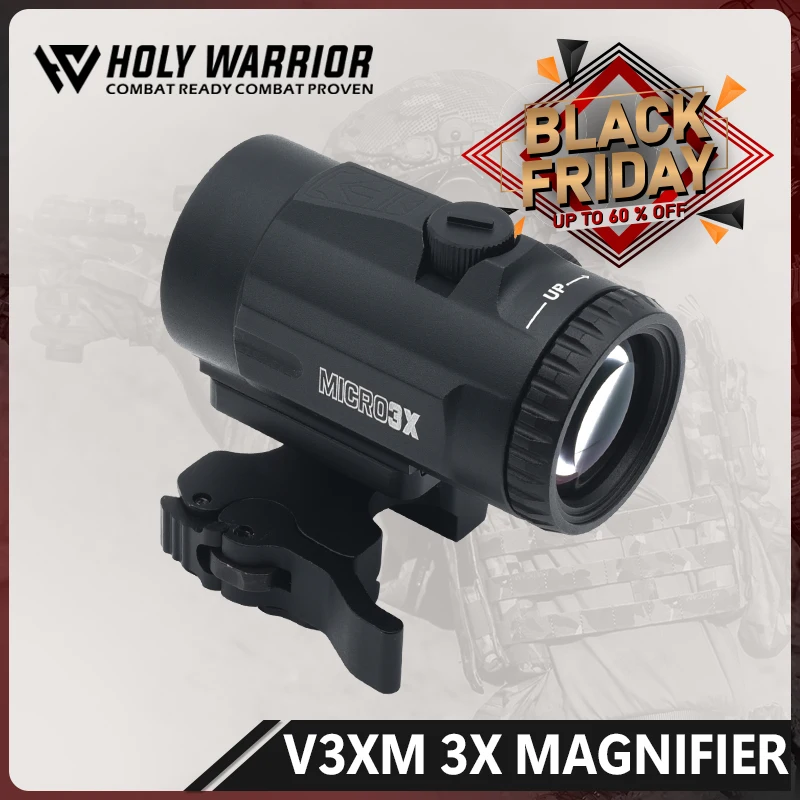 V3XM Magnifier 3X Sight with Switch to Side QD Absolute Co-witnessor Lower Third Mount for Red Dot Holographic Sight Full Marks