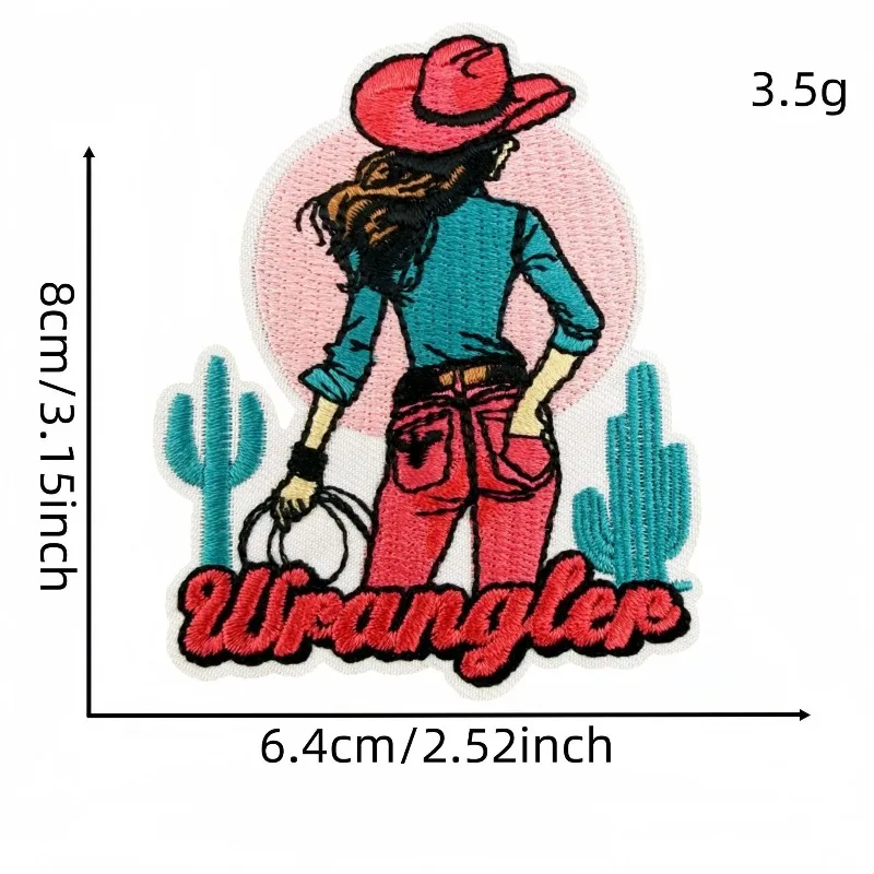 Western Cowgirl Style Leopard Print Cactus Sew Iron-on Embroidered Patches Badges for DIY Clothing