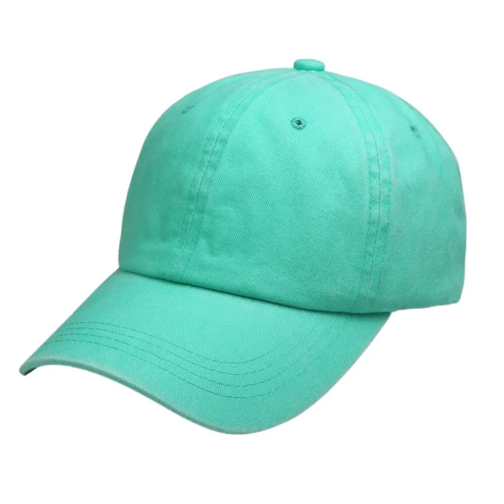 Ladies Mint Green Unstructured Baseball Cap Washed Cotton 6 Panel Ball Cap Retro Women\'s Hats Neon Yellow Neon Pink