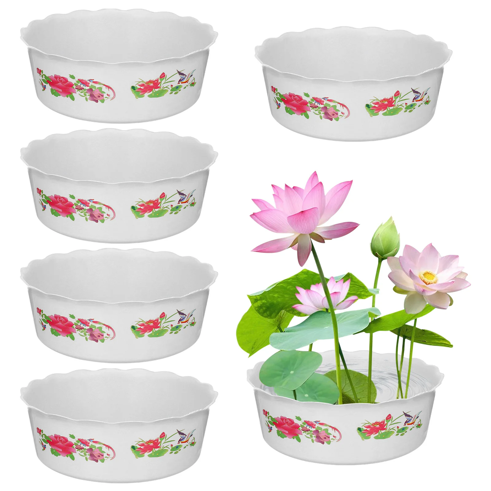 6 Pcs Hydroponic Plant Flower Pot Water Lily Pots Daffodil Planting Outdoor Bowl Planter Pp Plastic Flowerpot Balcony