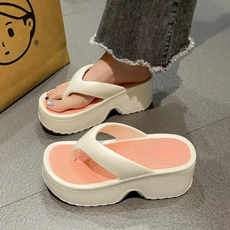 2024 Fashion Women Flip Flops Summer Beach Platform Slippers Girl EVA Indoor Casual Sandals Couples Thick Sole Non-slip Slides image 6