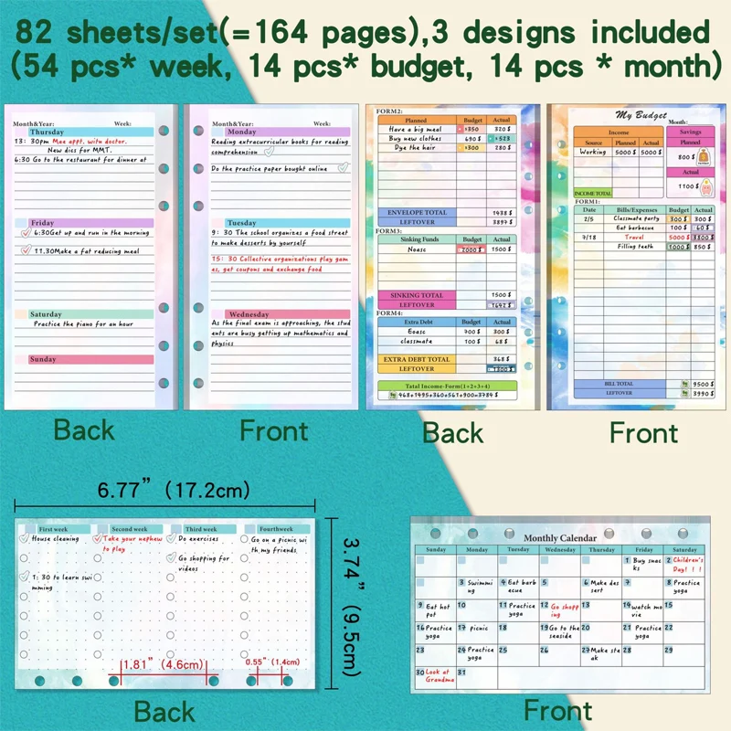 6 fori a fogli mobili Book Core accessori blocco note interno Core Pack raccoglitore di carta a fogli mobili Budget Book Core tenda a mano pagina interna