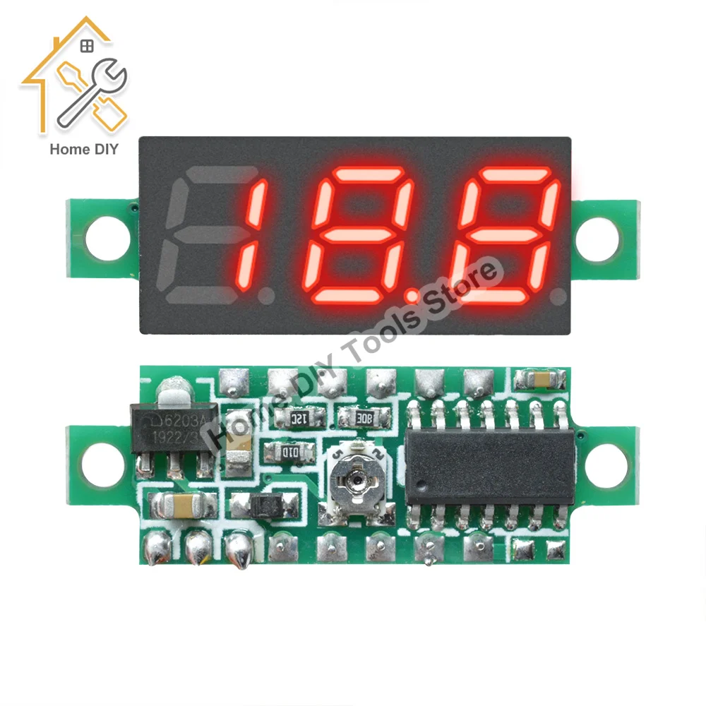 0.28 Inch DC LED Digital Voltmeter 0-100V Voltage Meter Auto Car Mobile Power Voltage Tester Detector 12V Red Green Blue Yellow