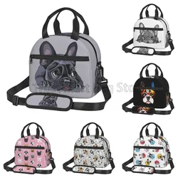 Francês Bulldog Art Almoço Térmico Saco Engraçado Bento Sacolas para Adultos Crianças Portátil Isolado Lunch Box para Piquenique Escola de Trabalho