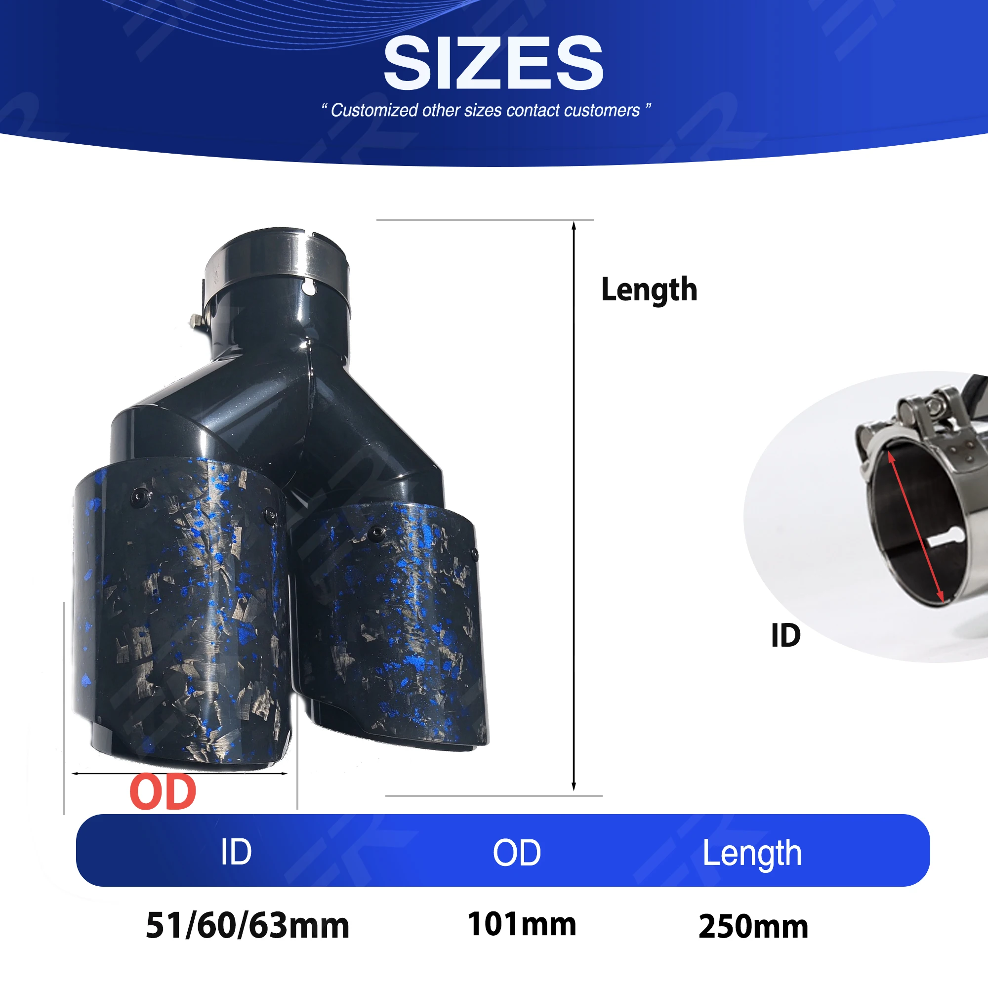New Design Upgrade Dual 101mm Out Exhaust Tips Glossy Carbon Fiber Car Nozzle Muffler Decorative Pipe For Modified Accessories