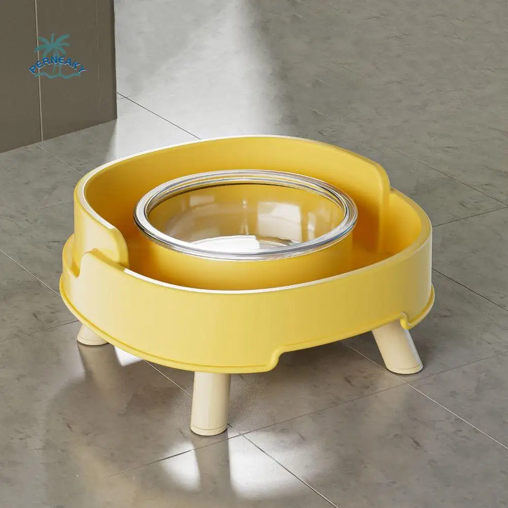 Plastic Pet Dog Cat Bowl Protect Cervical Vertebra Large Capacity Pet High Feet Bowl Anti-Choking Shock Proof Cat Feeder