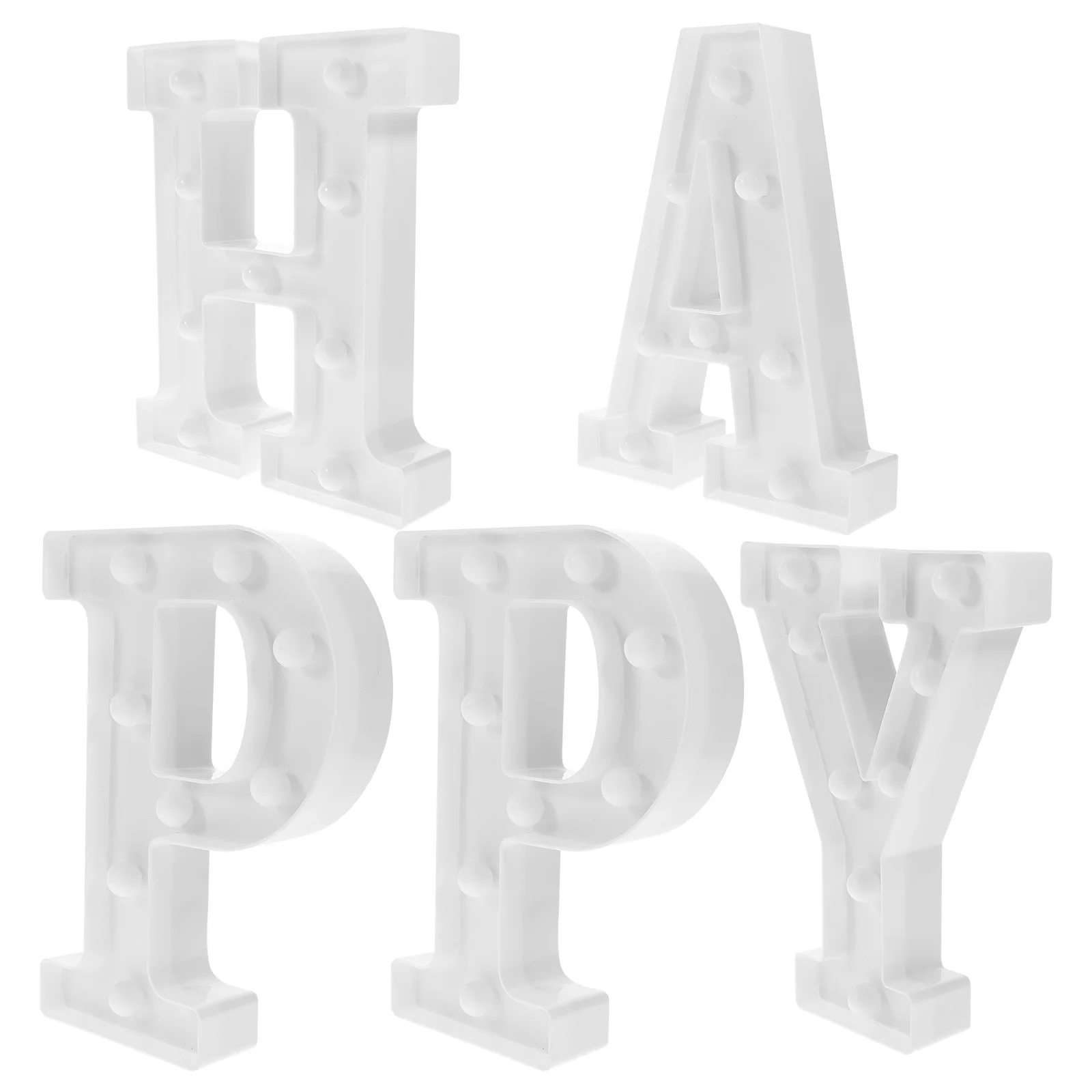 5 Pcs Emblems Birthday Letter Light Desk Decor Aesthetic LED Numbers Lights Letters White Room