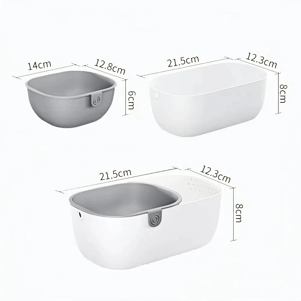 طبقة مزدوجة استنزاف سلة وجبات خفيفة صندوق فواكه مجففة سميكة طبق فاكهه المنزلية صينية استنزاف المطبخ #6