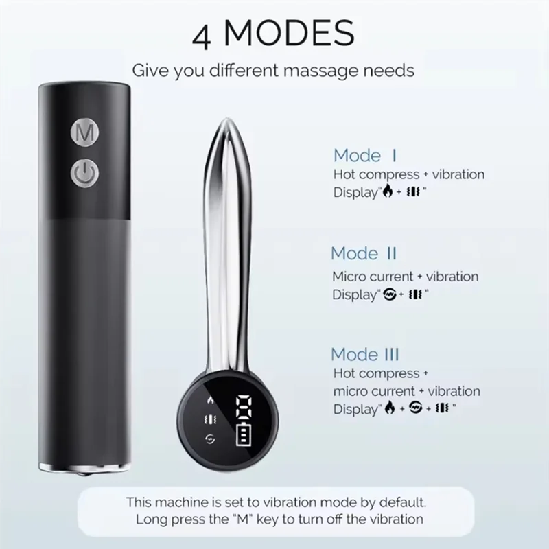 A74G-Scraping Instrument Myofascial Massager LCD Vibration Massager Warm Body Lifting Blade Comb Massage Tool