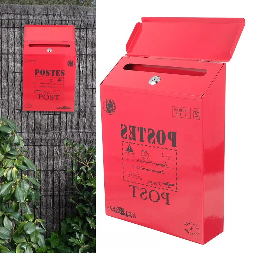 Large Capacity Mailbox Retro Postal Letter Box Secure And Private Steel Lock Vintage Design Weather Resistant Ample Space