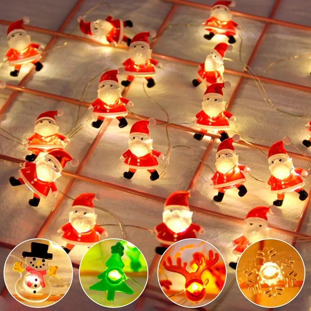 Presente papai noel natal luzes de fadas elk floco de neve natal led luz corda 2m 20led boneco de neve lâmpada de natal ano novo