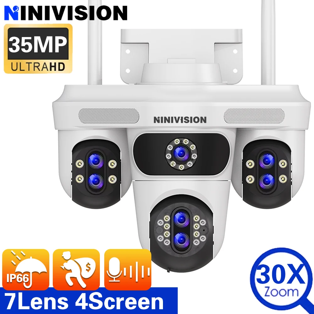 360° PTZ Pan/Tilt 18K 35MP Outdoor Wireless Security Camera Auto Track 10X+10X+10X PTZ Zoom Cloud & SD Card Storage 24/7 Record