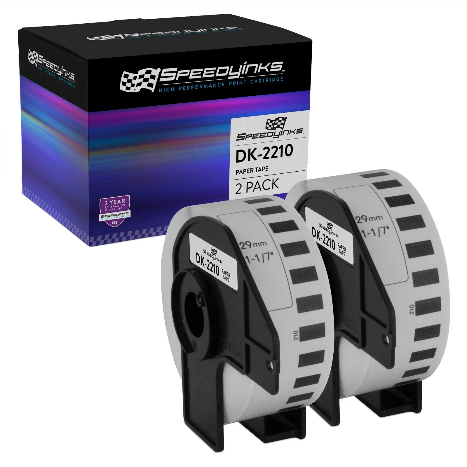 2PK Compatible Brother DK-2210 White Paper Tape - 1.1 in x 100 ft