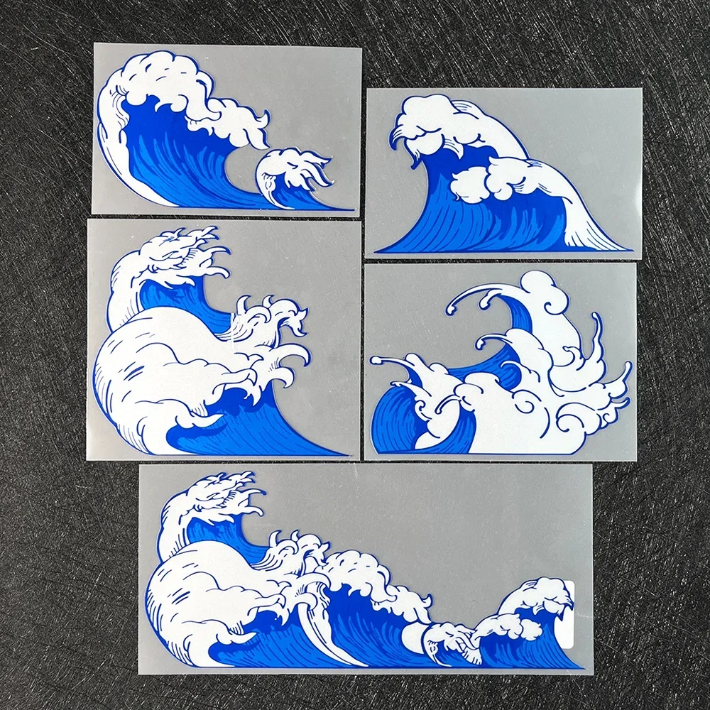JDM Sea Wave Reflective Motorcycle Stickers Moto Auto Side Body Fuel Tank Windshield Decal Accessories for Kawasaki Yamaha Honda