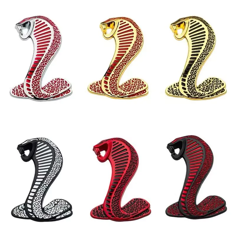 Cobra 3D styling Metal sticker Front Grille Badge Body Fender Car Rear Decal Decor Accessories For SVT GT350 R GT500 Shelby ﻿