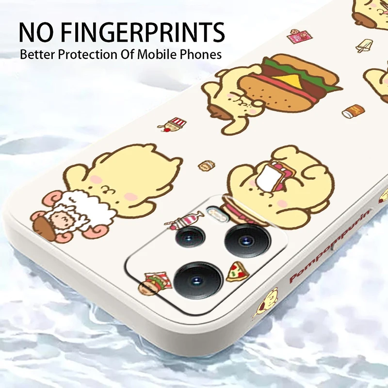 Pompompurin Sanrio Cartoon Liquid Left Rope For Xiaomi Redmi Note 13 12 12S 12R 11 11T 11S 10 10S Pro Plus 5G Funda Phone Case image 5