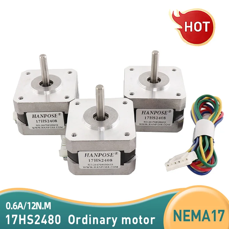 

3PCS Best 0.6A 12N.CM 42 motor Quality 17HS2408 4-lead nema17 stepper motor 42HS CE ROSH ISO CNC Laser and 3D printer