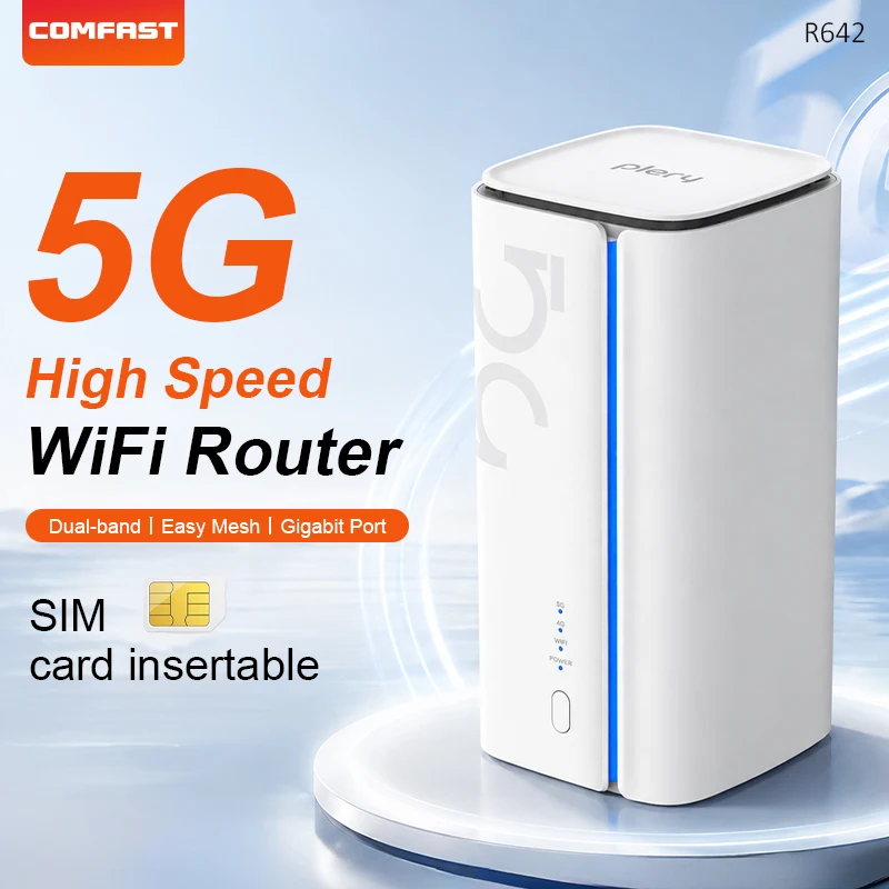 PLERY 5G SA NSA WiFi 6 Mobile Router with Band Lock Unisoc UDX710 Up to 2Gbps Support 32 Devices 6 Antennas LAN Port WPS EU Plug