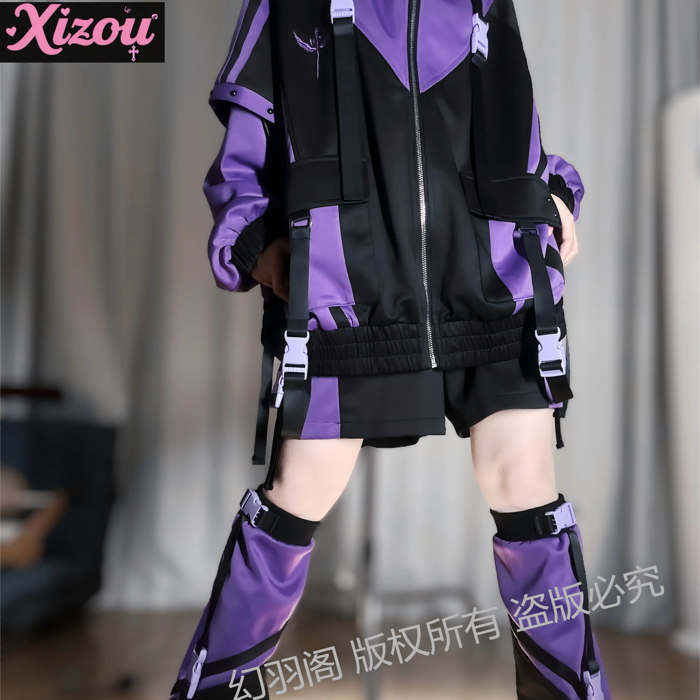 اليابانية ثنائية الأبعاد ارتداء سترة الرياح الوظيفية الأرجواني أعلى لون الماء بدلة رياضية الخريف Harajuku سترة نسائية السراويل