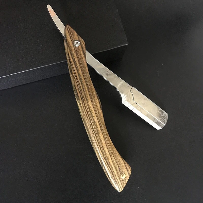 Neue Holz Trimmer Manuelle Rasierer Professionelle Gerade Kante Edelstahl Sharp Barber Razor Klapp Rasiermesser Geschenk