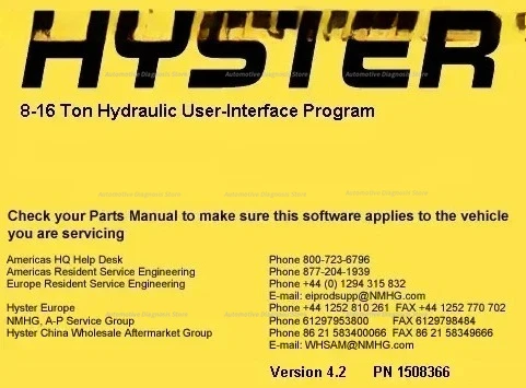Hyster 8-16 Ton Hydraulic User-Interface Program v4.2