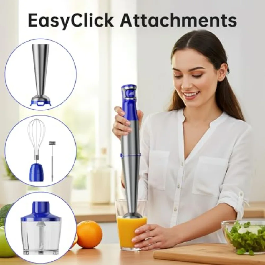 Immersion Blender Handheld Corded Hand Blenders Set 1100W Trigger Variable Speed 5 in 1 Stick Emulsifier with Chopper Whisk and