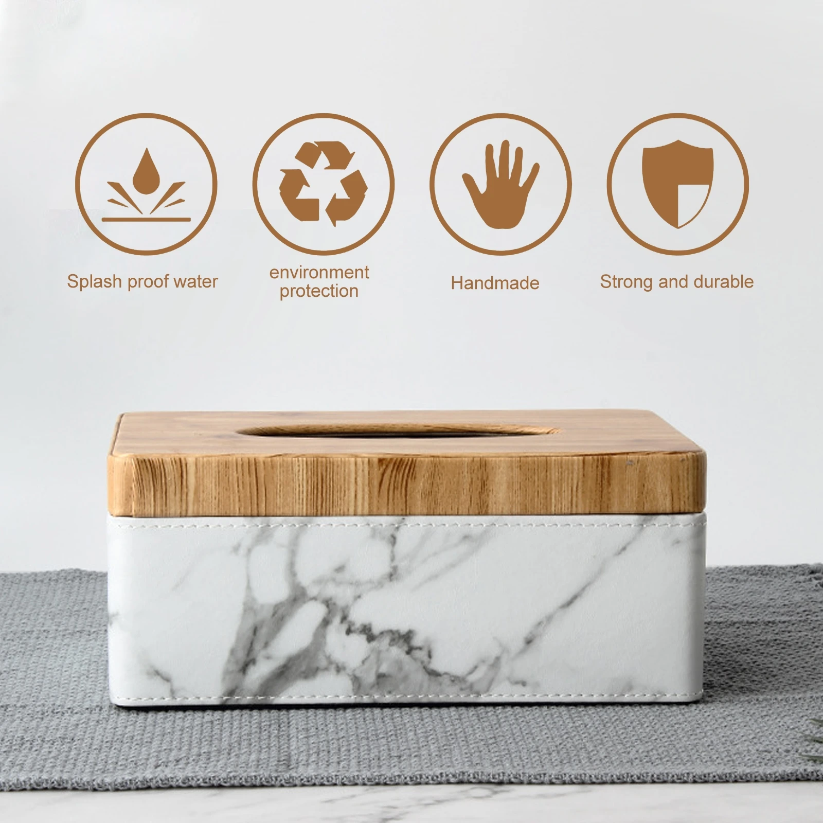 

1pc Marble Pattern Tissue Box Design Storage Container For Kitchen Bathroom Office Hotel Paper Towel Holder