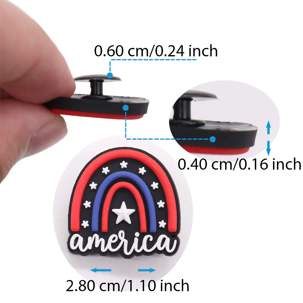 Good Quality 1-19pcs PVC Shoe Charms American Bald Eagle Rugby Cake Star Accessories DIY Shoes Ornament Fit Wristbands Kids Gift