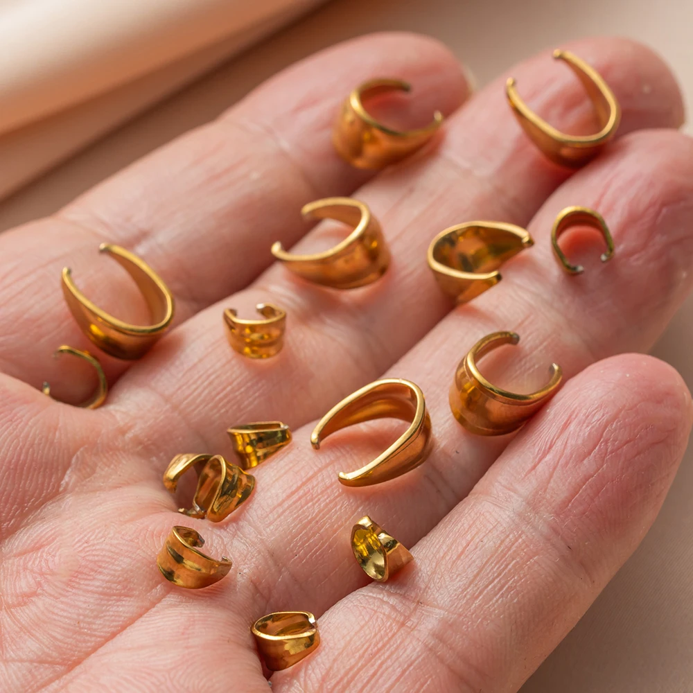 

20pcs Stainless Steel Pendant Clamp Melon Seed Buckle Connector Pinch Bail Clasps for DIY Necklace Jewelry Making Accessories