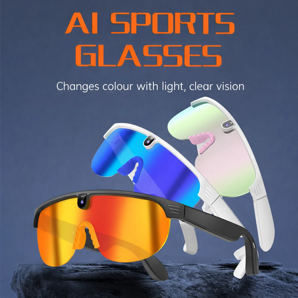 

Smart Glasses AI Camera 8MP HD, BT 5.3 Call Music, Polarized Anti-Glare, Image Stabilization, Voice Control Sports Sunglasses