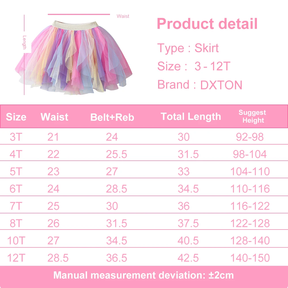 DXTON Falda tutú de tul para ballet niña – Color degradado - imagen 4