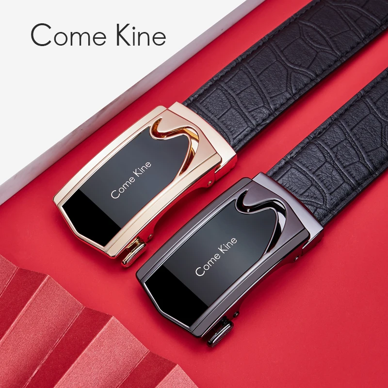 Come Kine Men's Belt Brand Automatic Buckle Genuine Leather Business Light Luxury Fashion Male Belt Certified Products Mens Belt