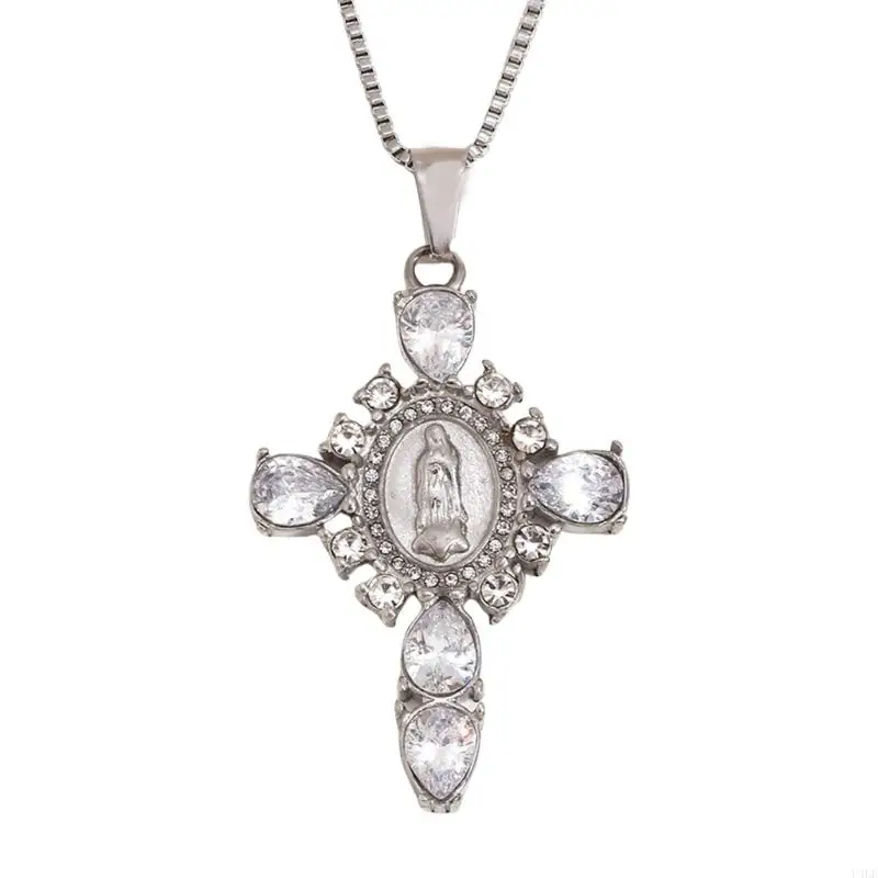 U4LF Virgin Crosses Necklace Adornment Faithful Crosses Necklace Neck Accessory Providing Comfort and Strength