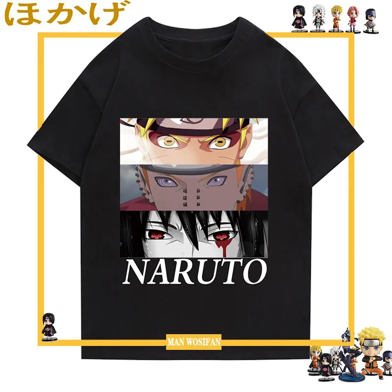 Anime Naruto Cartoon Children's T-shirt 100% Cotton Cartoon Printed Parent-child Outfit Summer Casual Fashion Short Sleeve