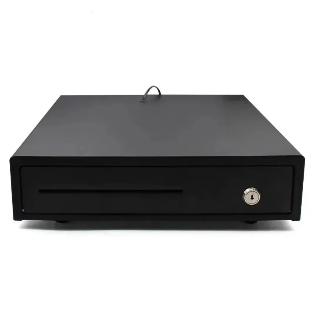 Durable Metal Supermarket Cash Box Wiring RJ11 Removable Cash Drawer Box 4 Bill 5 Coin Heavy Duty Money Safe Storage Box Shops