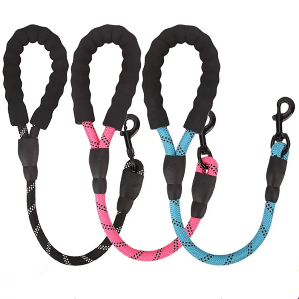 NEW 60cm Pet Dog Walking Leash Highly Reflective Explosion-proof Nylon Leash With Soft Handle Pet Supplies