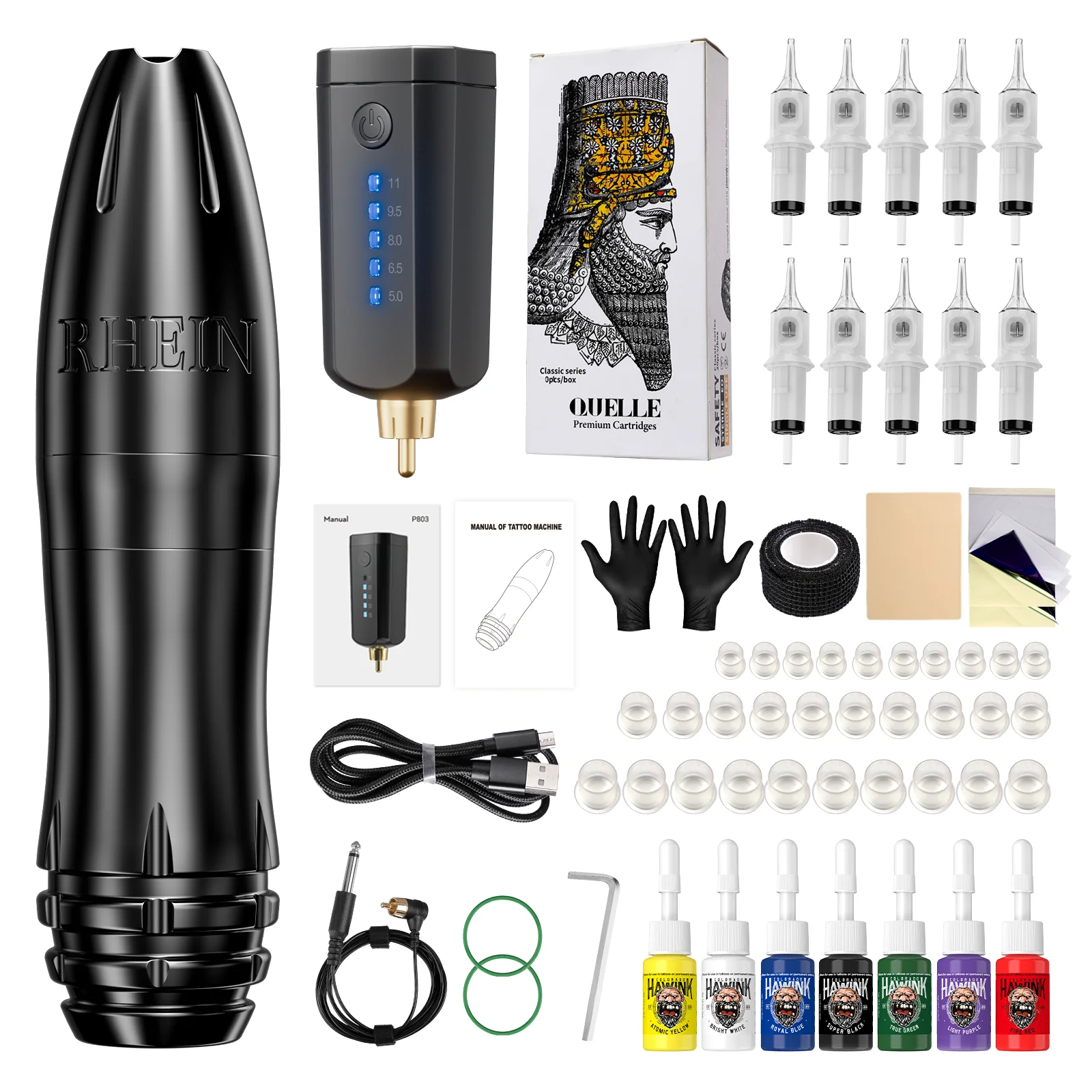 

Wireless Tattoo Machine Kit Rotary Pen With Cartridge 1600mAh Power Supply Tattoo Inks Accessories Full Set For Tattoo Supply