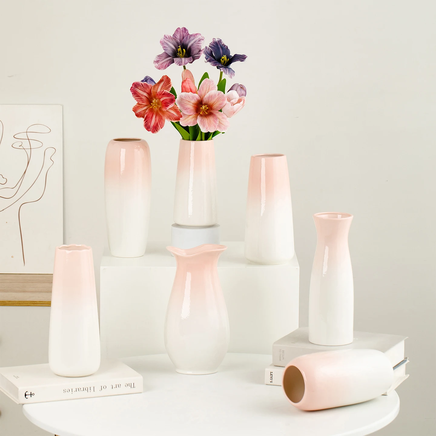 

Ceramic vase - Pink - Luxury and Sophisticated - High-end decorative hydroponic vessel