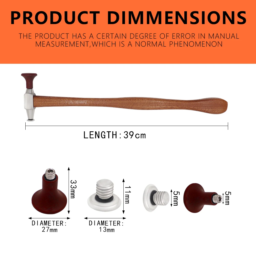 PDR Hammer with Beech Wood Handle, Interchangeable Stainless Steel POM Heads For Car Body Paintless Dent Repair Tools 4 PDR Hammer with Beech Wood Handle, Interchangeable Stainless Steel POM Heads For Car Body Paintless Dent Repair Tools 4