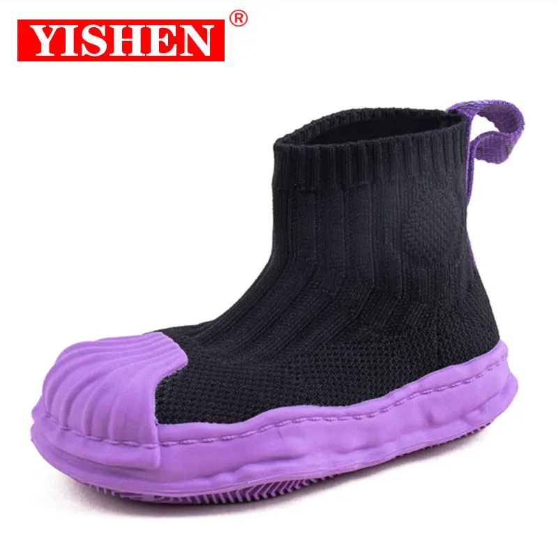 YISHEN buty dziewczęce skarpetki buty dziecięce buty oddychające Knitting Chunky Fashion Trend buty dla dzieci Bottes Pour Enfants